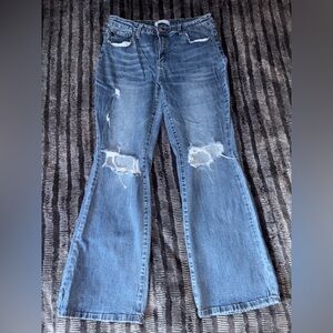 KanCan Blue Distressed Flare Jeans